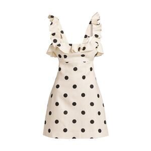 Zimmermann Crush Polka Dot Frill Mini Dress - 0p - Cream/Dot Black